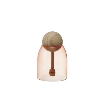 Glass Honey Jar with Wood Ball Honey Dipper