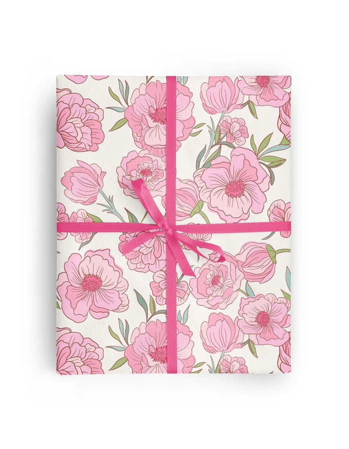 Pink Floral Botanical Wrapping Paper