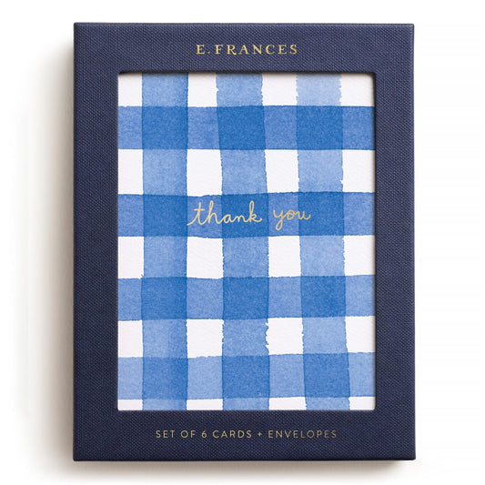 Blue Gingham Thank You Card Set