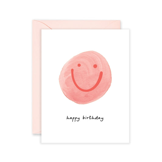 Pink Smiley Happy Birthday Card