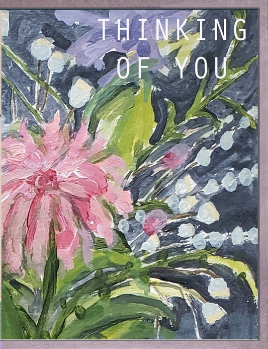 Thinking of You Pink Flowers Card