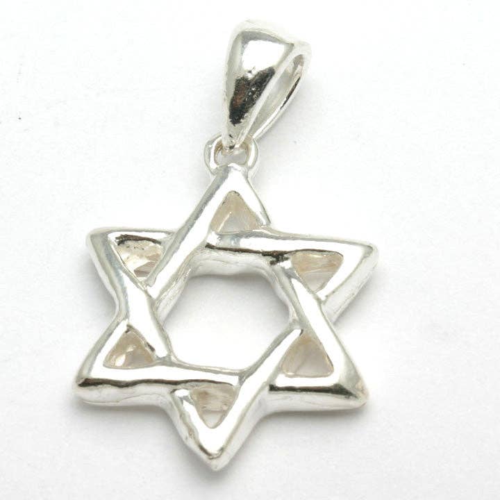 Sterling Silver Jewish Star of David Pendant Woven 3D