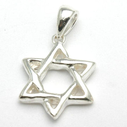 Sterling Silver Jewish Star of David Pendant Woven 3D