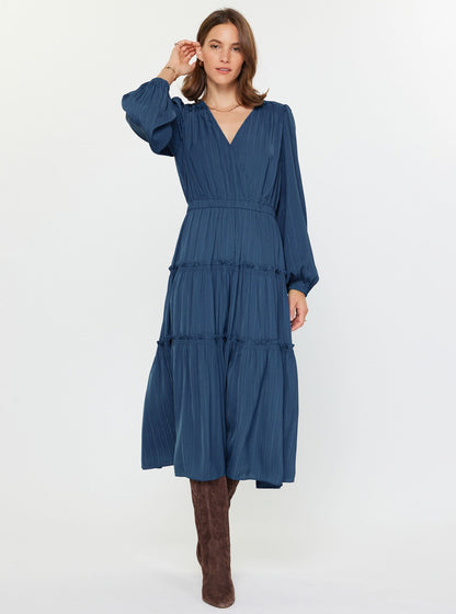 Surplice Tiered Midi Dress