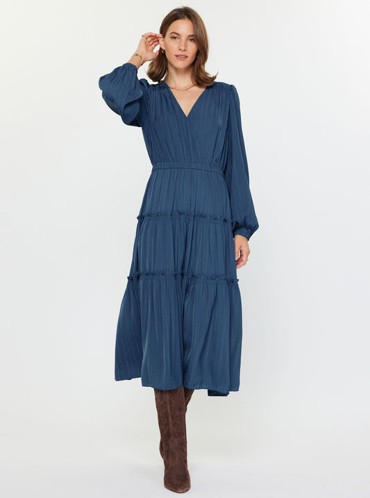 Surplice Tiered Midi Dress