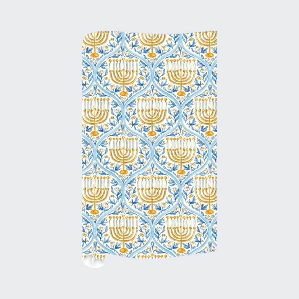 Blue & Gold Menorahs Wrapping Paper