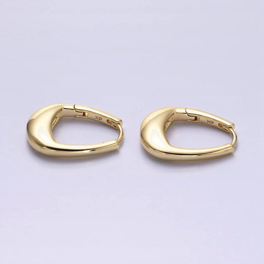 Oblong Thin Dome Geometric Hoop Earrings