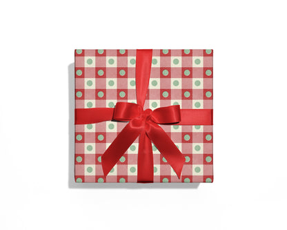 Red Plaid Dot Wrapping Paper