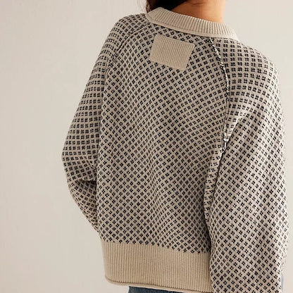Simple Jacquard Pullover Sweater