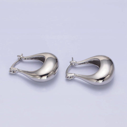 U Shape Chubby Dome Latch Hoop Earrings