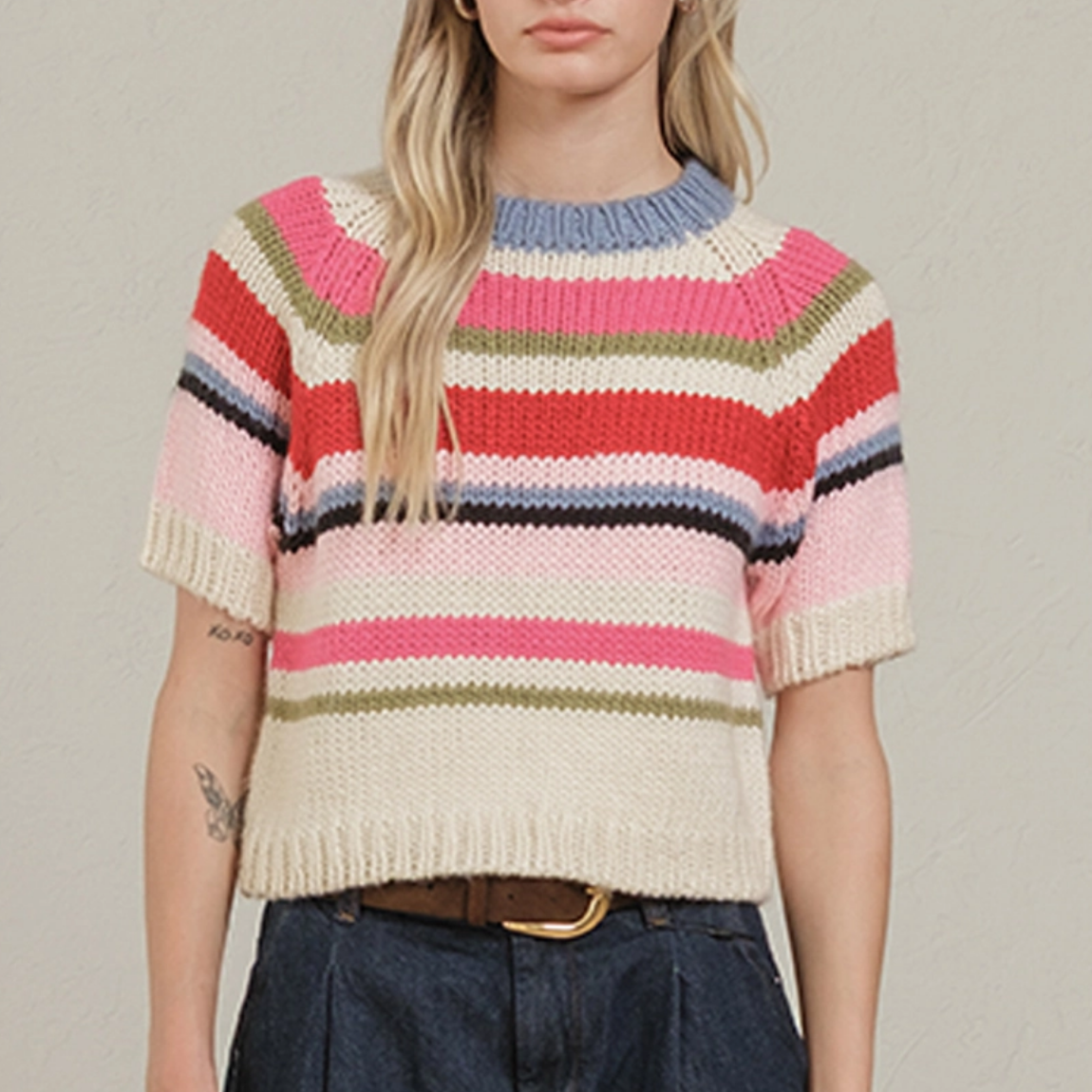 Chunky Knit Short Sleeve Sweater