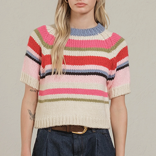 Chunky Knit Short Sleeve Sweater