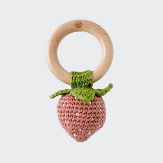 Cotton Crochet Strawberry Teether