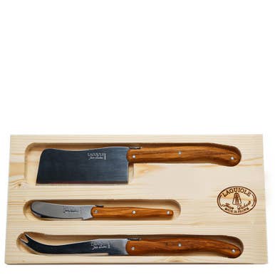 Jean Dubost Olive Wood 3 Pc Cheese Set