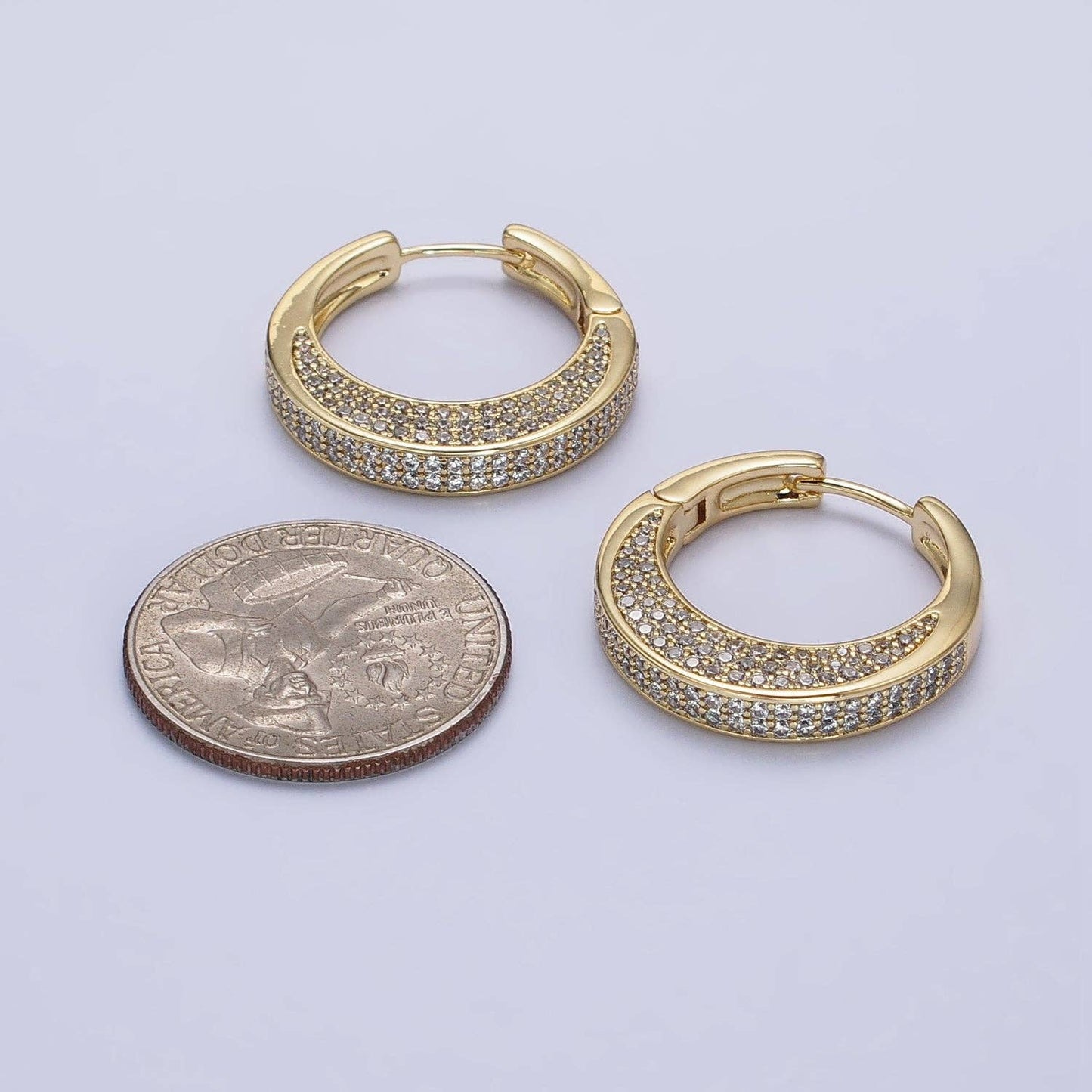 CZ Wide Hoop Earrings