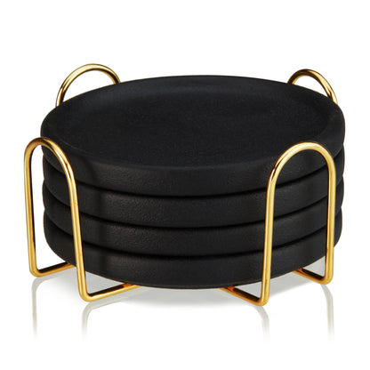 Coaster Set with Gold-Plated Stand