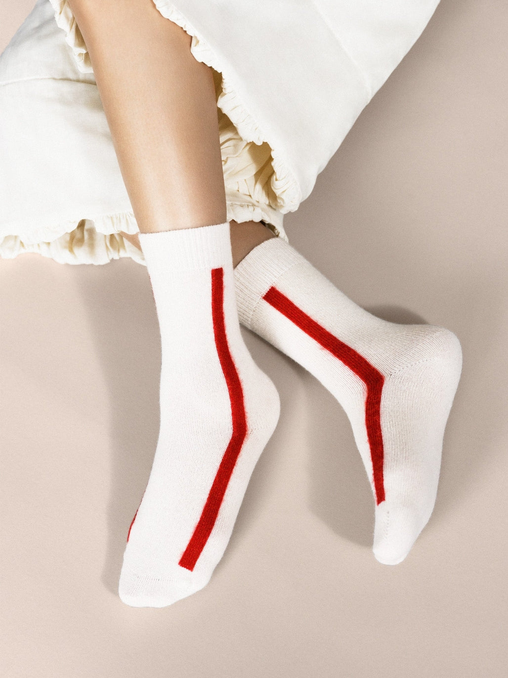 Racing Stripe Cashmere Crew Socks