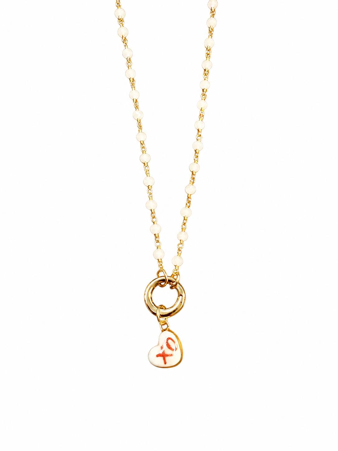 XO Heart Charm Beaded Necklace