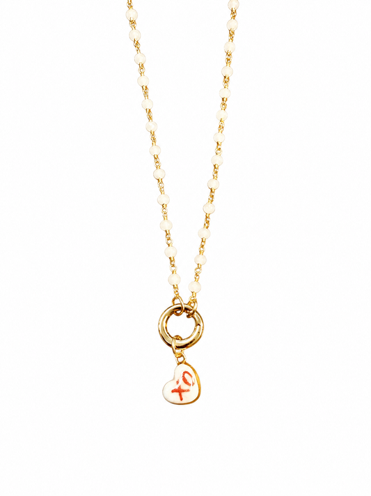 XO Heart Charm Beaded Necklace