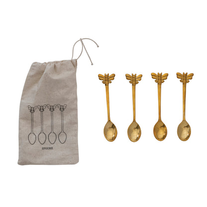 Bees Brass Spoons