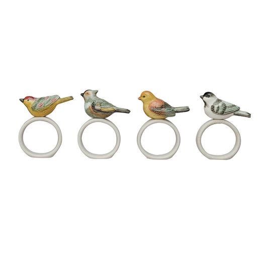 Perched Bird Stoneware Napkin Ring