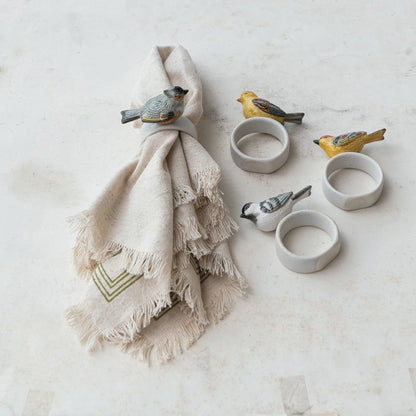 Perched Bird Stoneware Napkin Ring