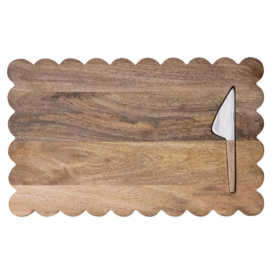 Scalloped Cheese Board with Knife