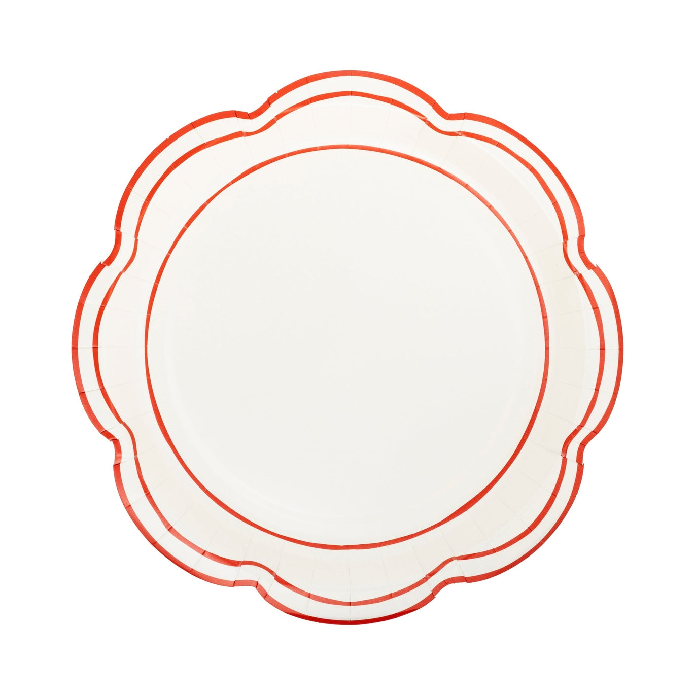 Scalloped Red Lines Paper Plates