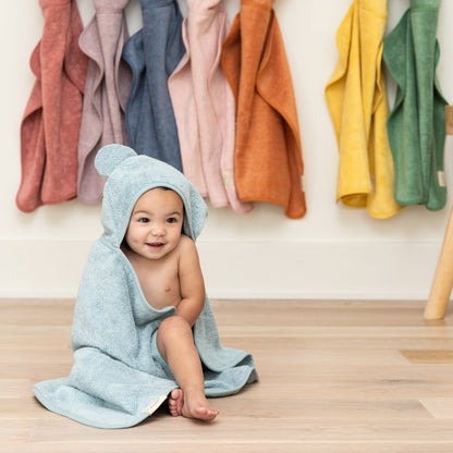 Fog Blue Hooded Towel and Wash Mitt