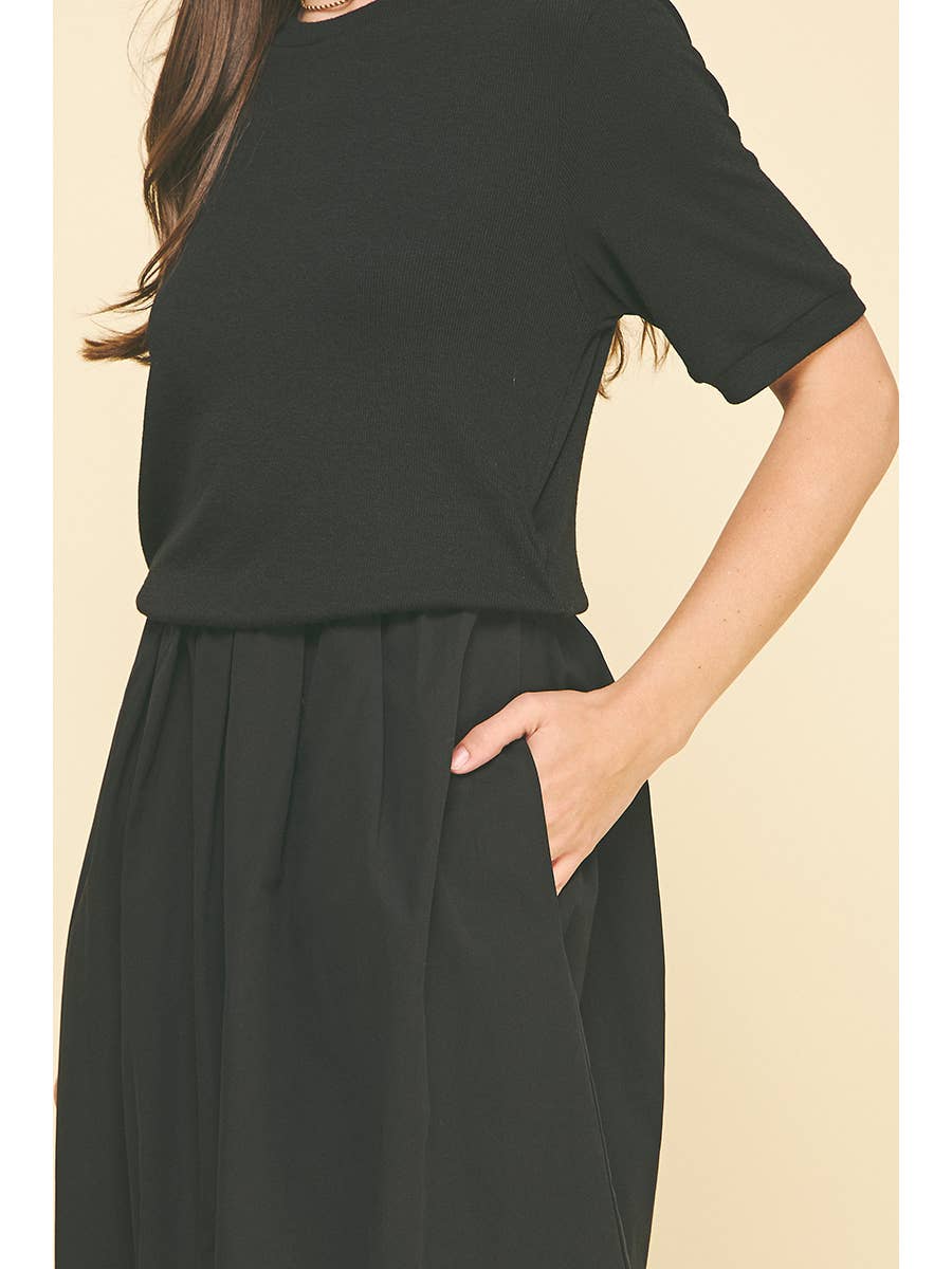 Contrast Short Sleeve Dress