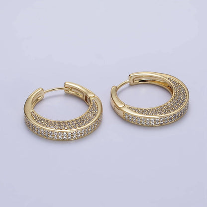 CZ Wide Hoop Earrings