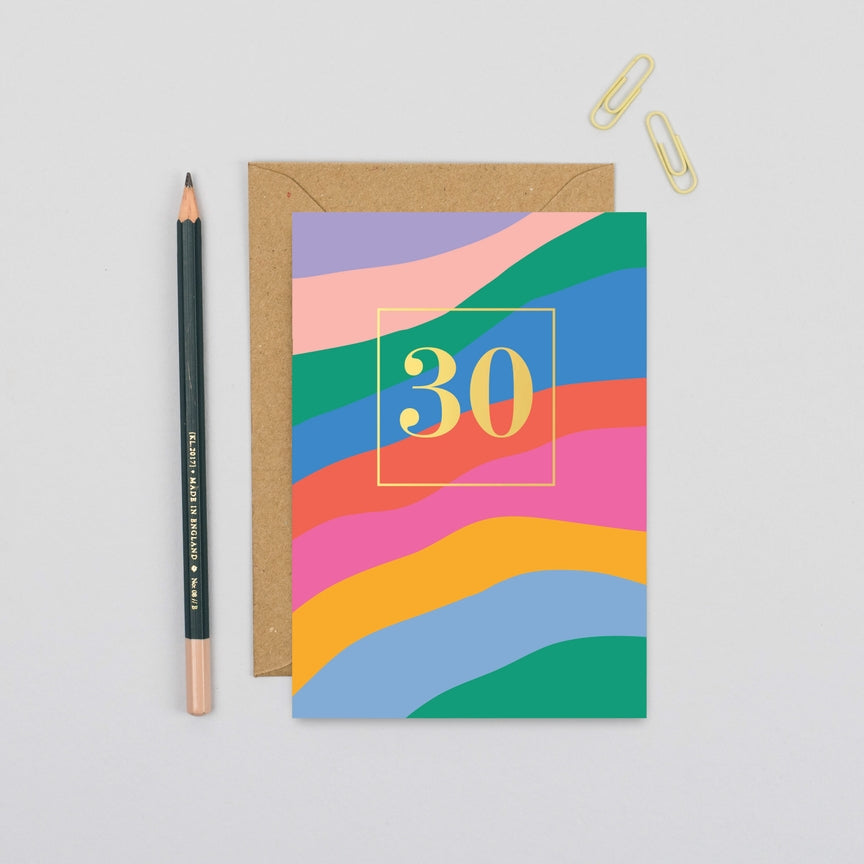 Age 30 Abstract Stripes Birthday Card