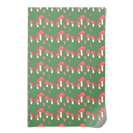 Festive Mushrooms Wrapping Paper