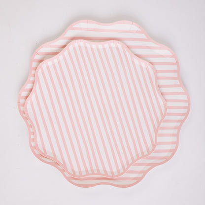 Pink and White Petite Stripe Plates