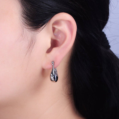 U Shape Chubby Dome Latch Hoop Earrings