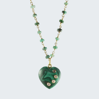 Emerald Malachite Heart Necklace