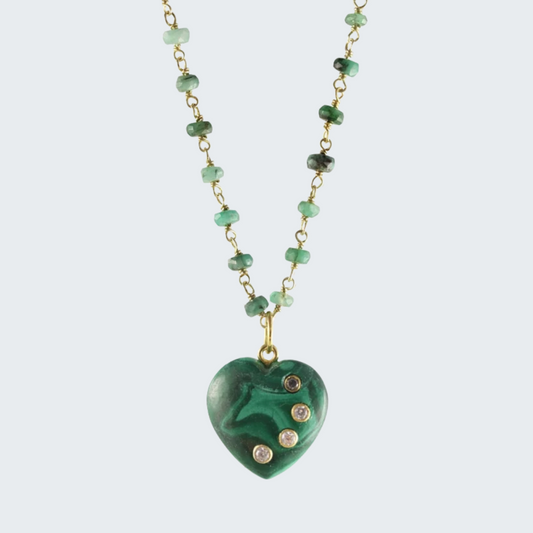 Emerald Malachite Heart Necklace