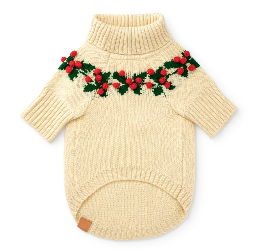 Holly Bobble Dog Sweater