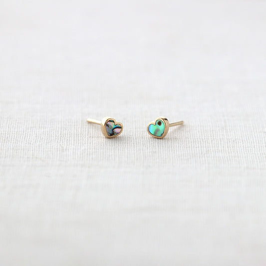 Abalone Heart Stud Earrings