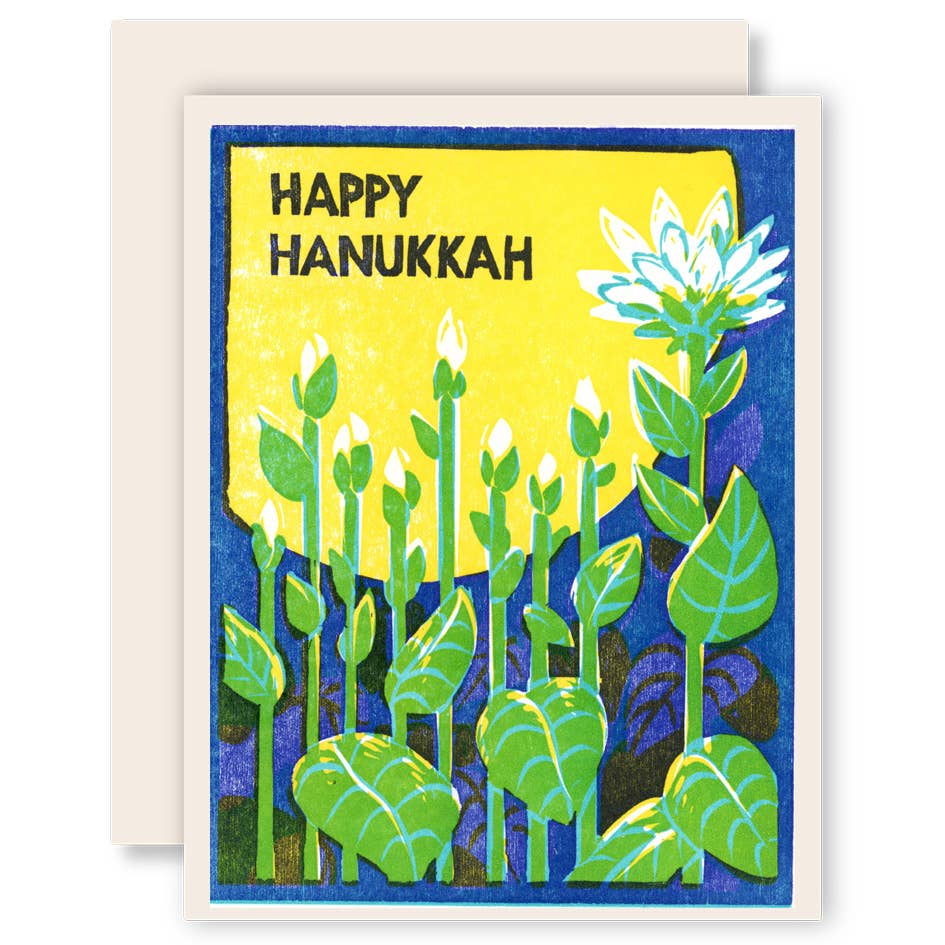 Happy Hanukkah Menorah Blooms Card