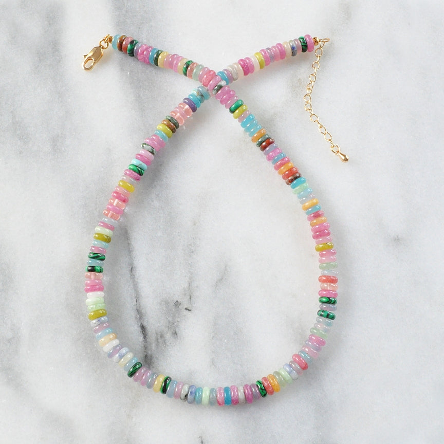 Gemstone Juice Necklace with Dyed Jade Beads