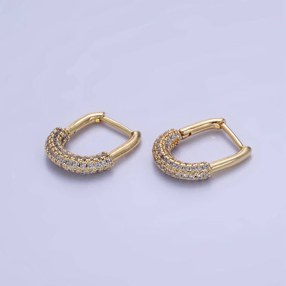 CZ Oblong Hoop Earrings