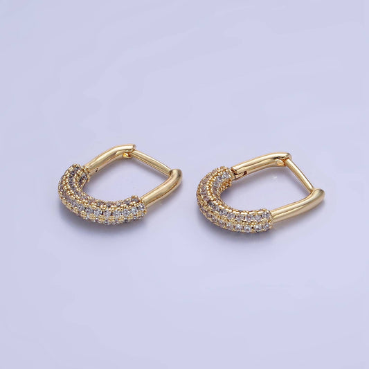 CZ Oblong Hoop Earrings