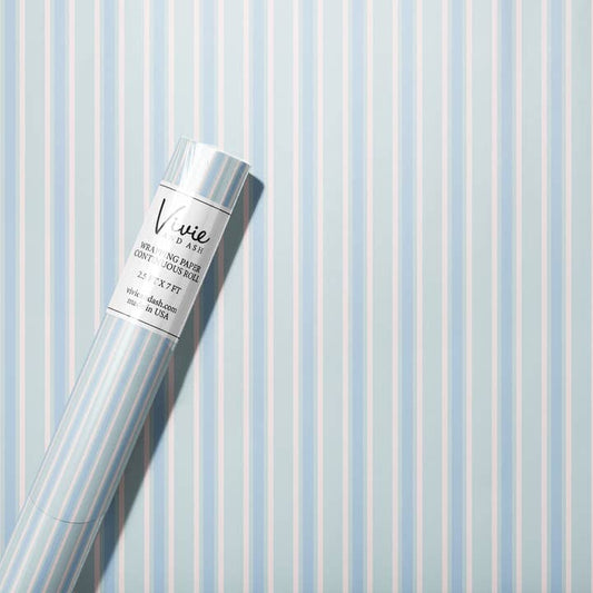 Blue Ticking Stripe Wrapping Paper