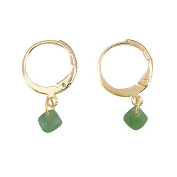 Mini Stone Little Hoop Earrings