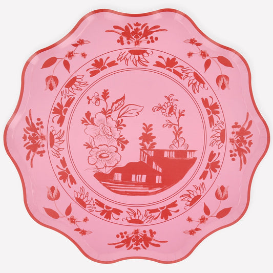 Pink Vintage Botanical Dinner Plates