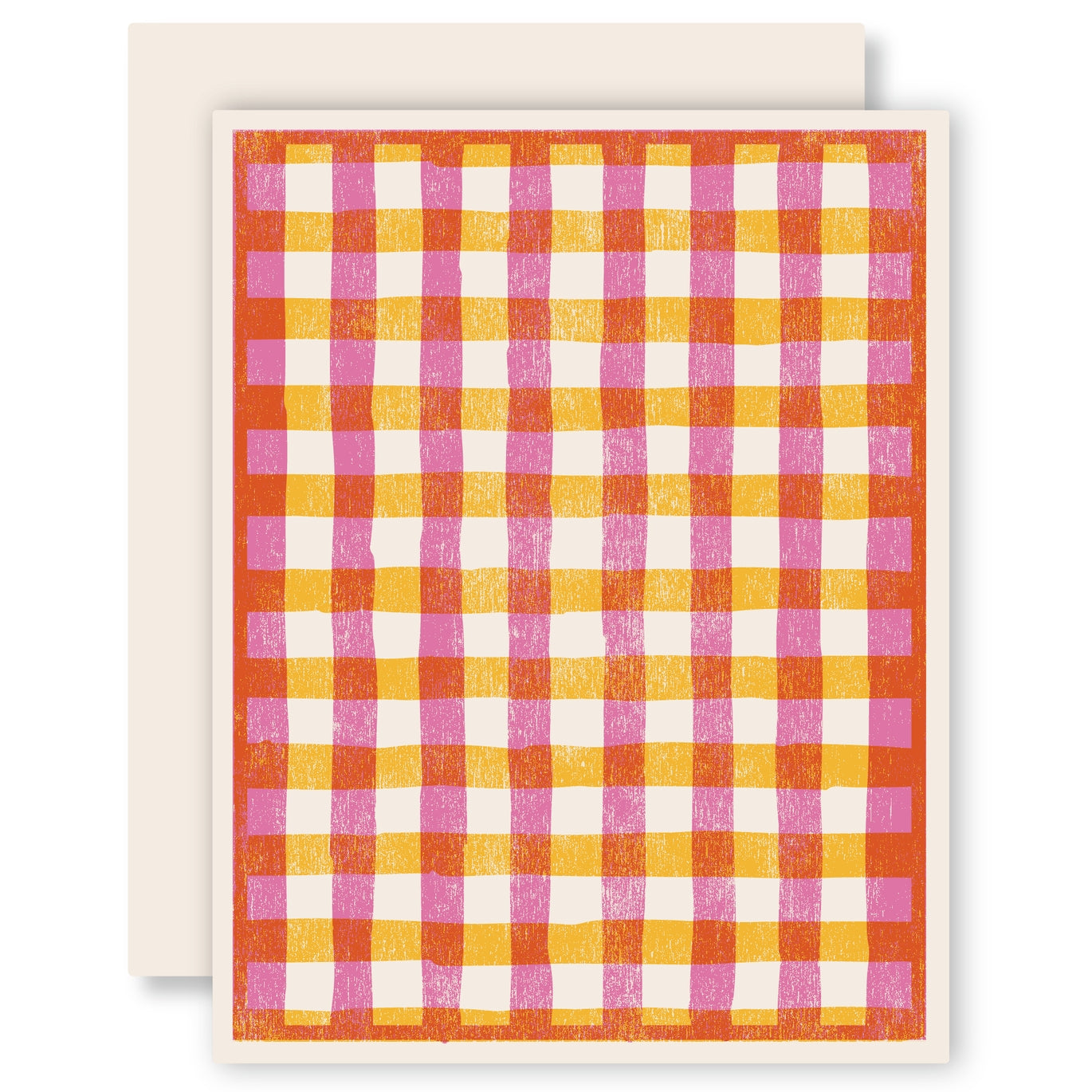 Woodcut Gingham Card