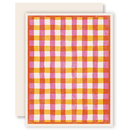 Woodcut Gingham Card