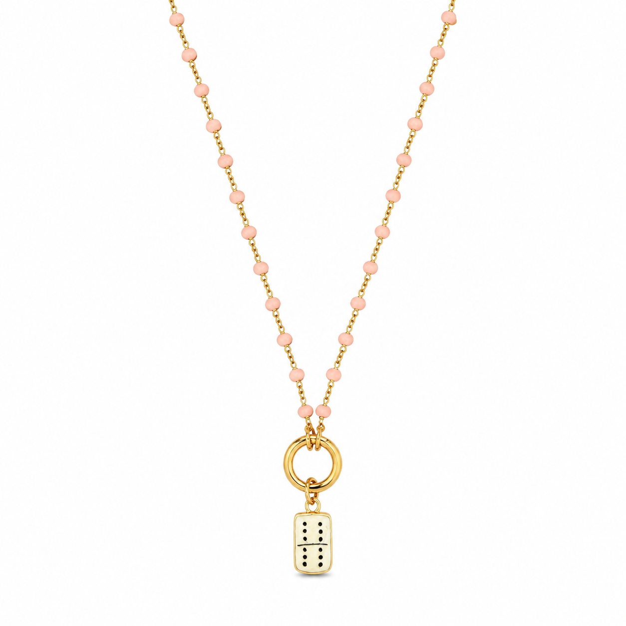 Domino Charm Beaded Necklace