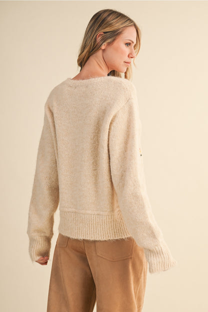 Flower Embroidered Sweater
